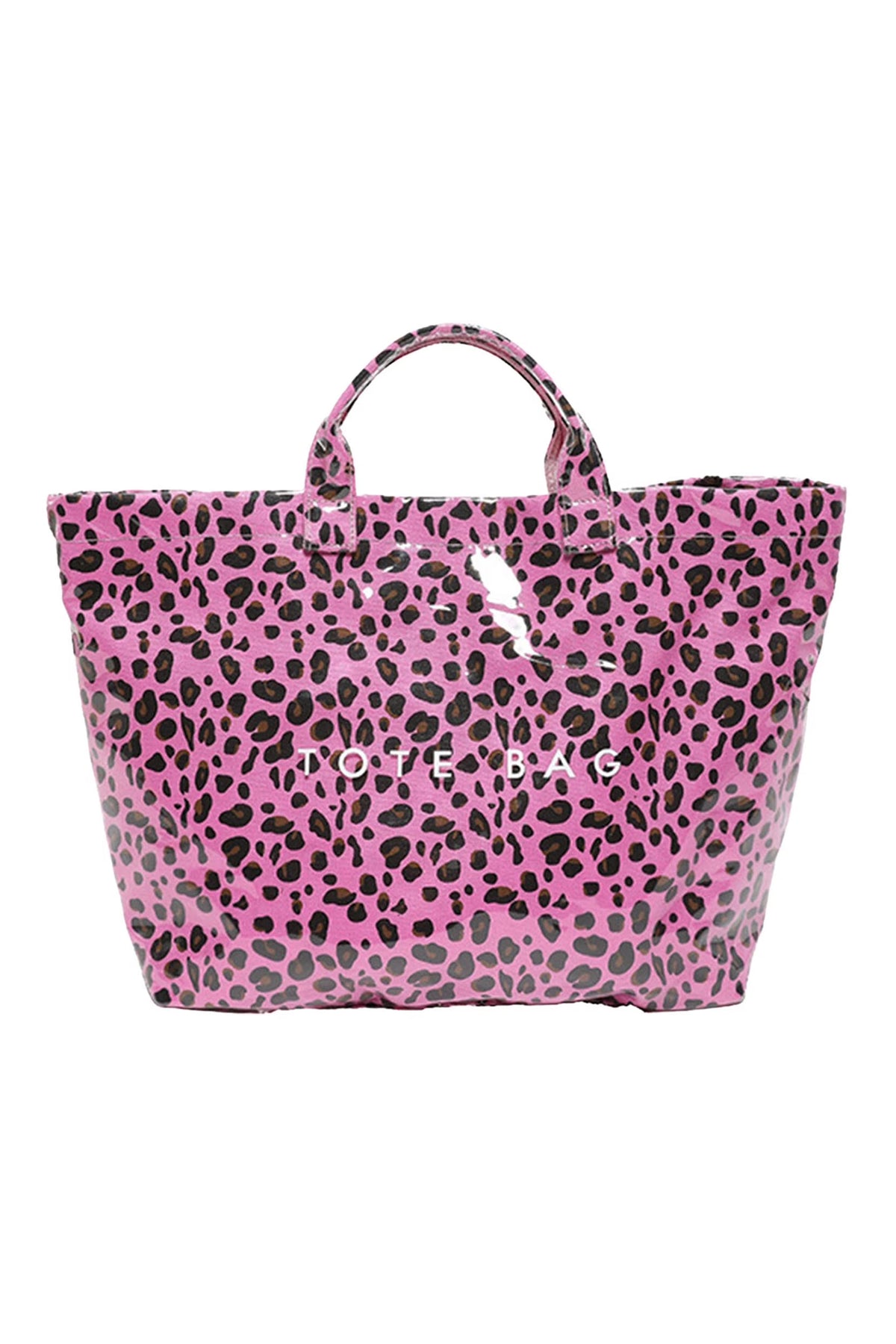 Rose Red Leopard PU Leather Water Proof Tote Bag