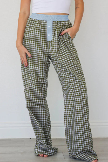Brown Preppy Gingham Boxer Pants
