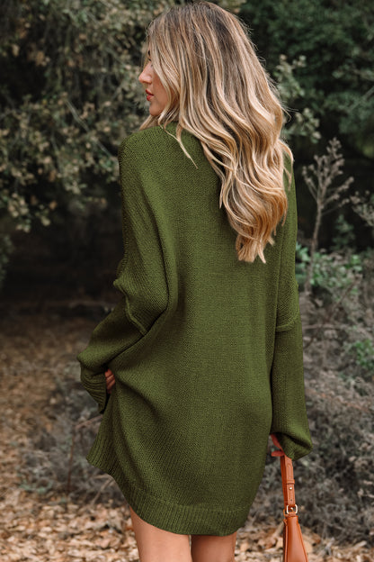 Pale Khaki Oversize Drop Shoulder Slouchy Sweater Dress