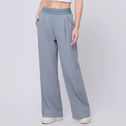 Women Summer Loose Wide Leg Sweatpants Breathable Casual Sport Trousers High Waist Drawstring Workout Lounge Pants with Pockets