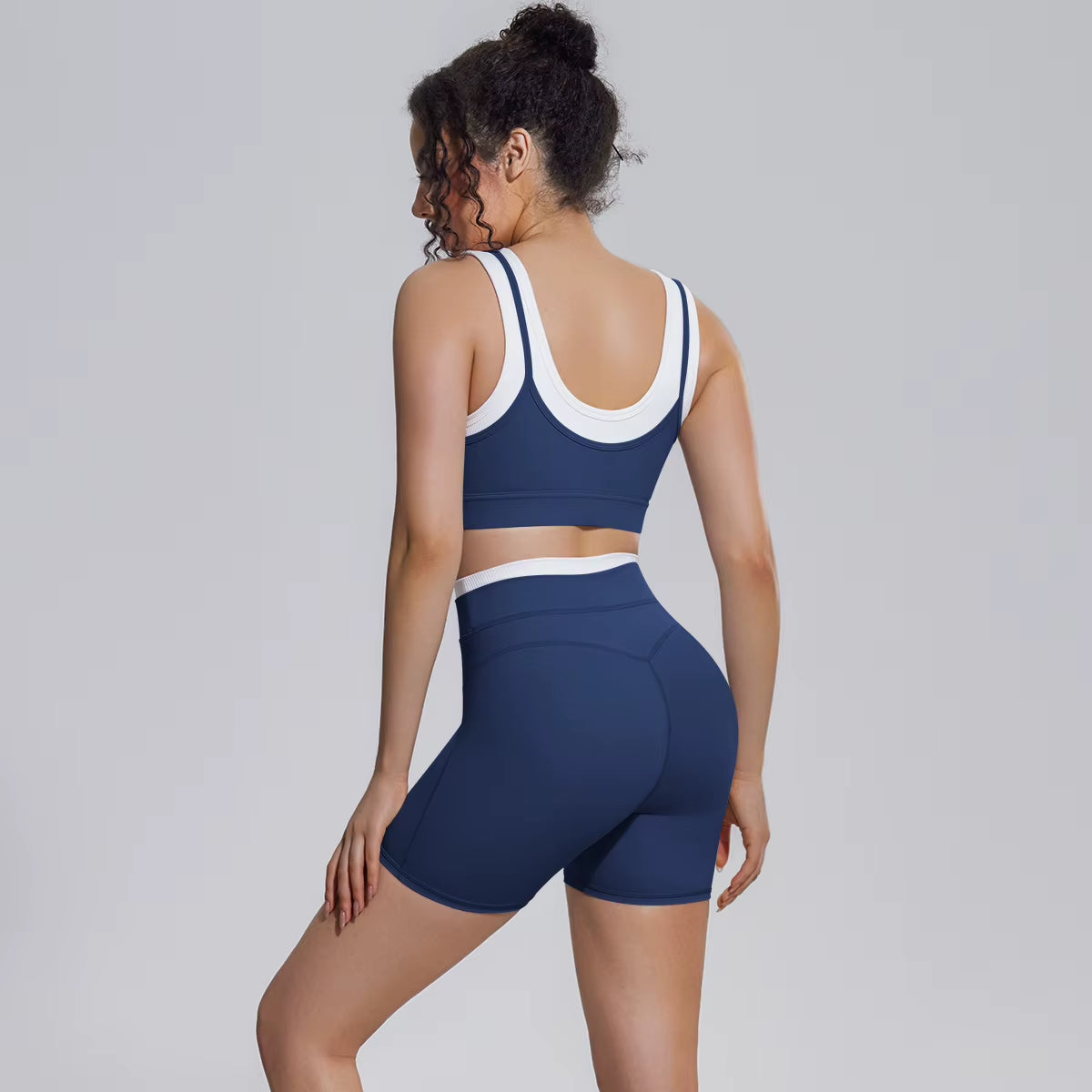 New Arrival High Support Sports Bra and Biker Shorts 2 Piece Set Women Gym Activewear Yoga Workout Outfit