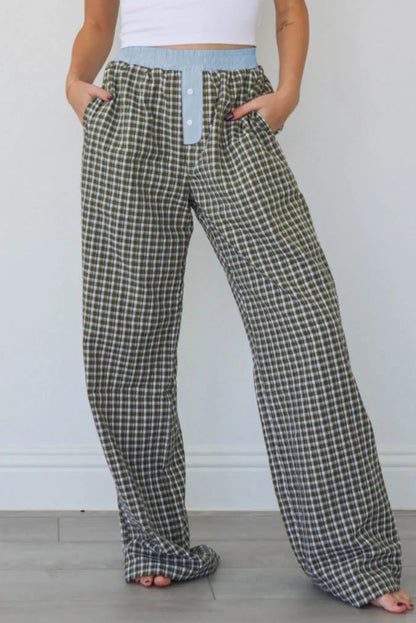 Brown Preppy Gingham Boxer Pants