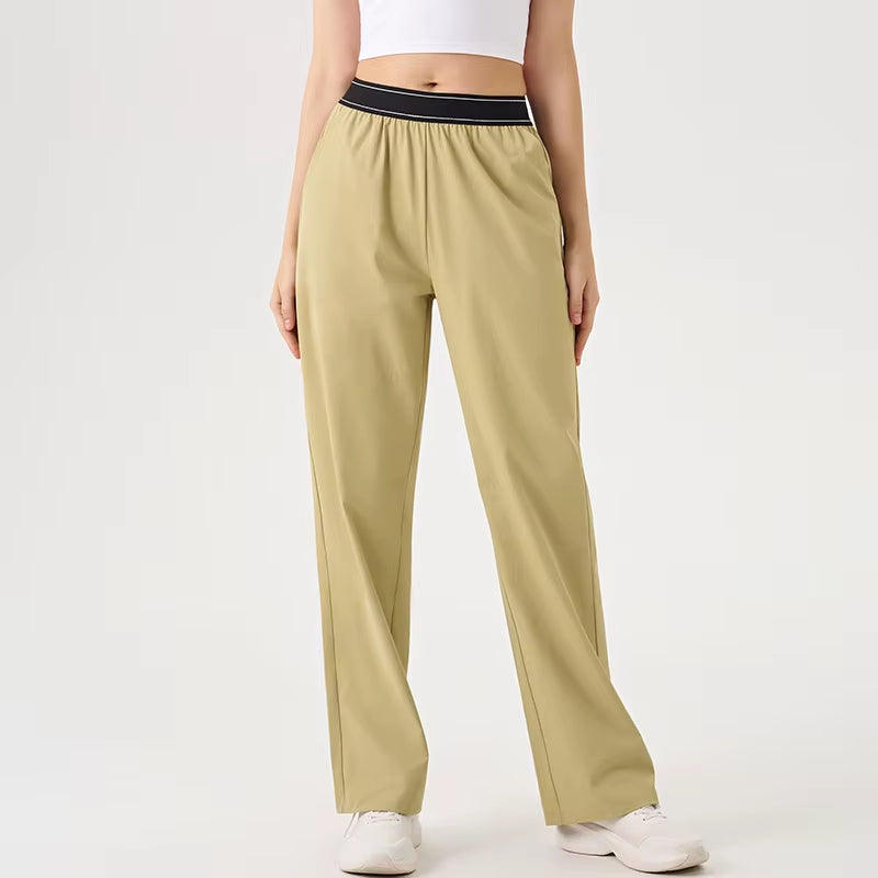 Women Summer Loose Wide Leg Sweatpants Breathable Casual Sport Trousers High Waist Drawstring Workout Lounge Pants with Pockets