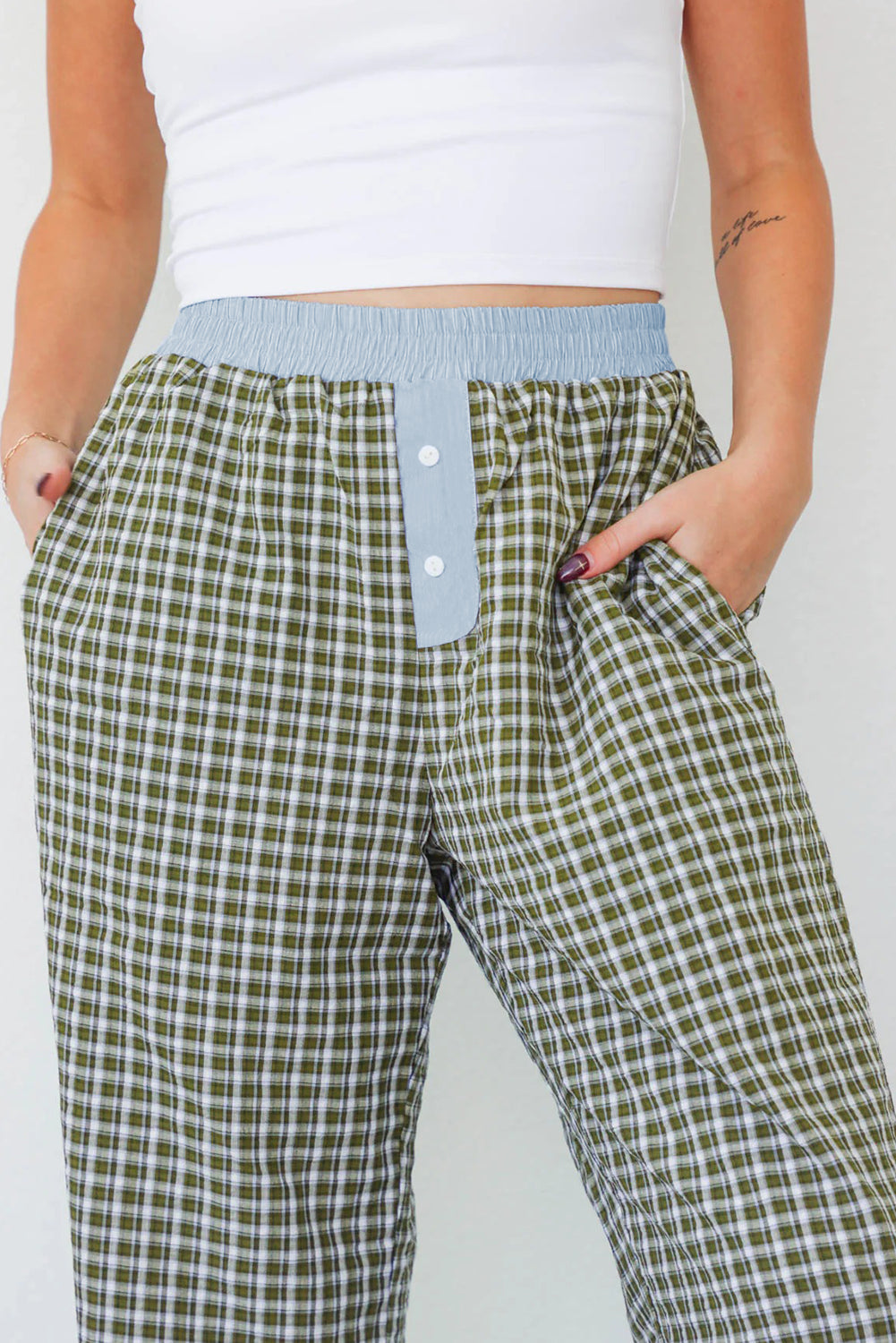 Brown Preppy Gingham Boxer Pants